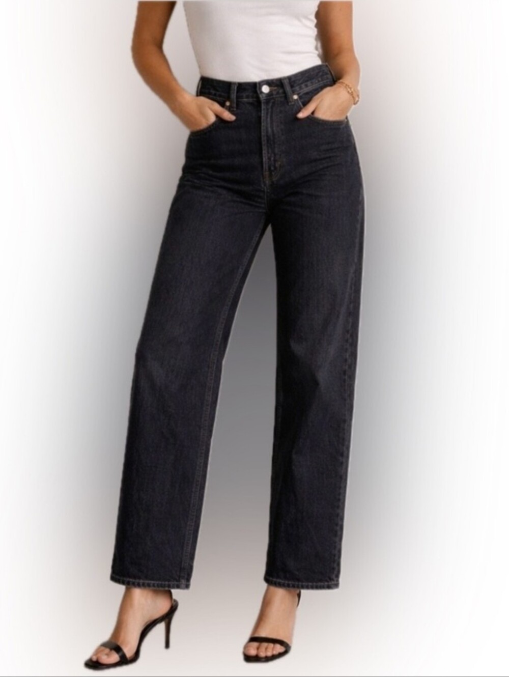 Denim Forum Joni High Rise Loose Jeans Faded Black - Size 23
